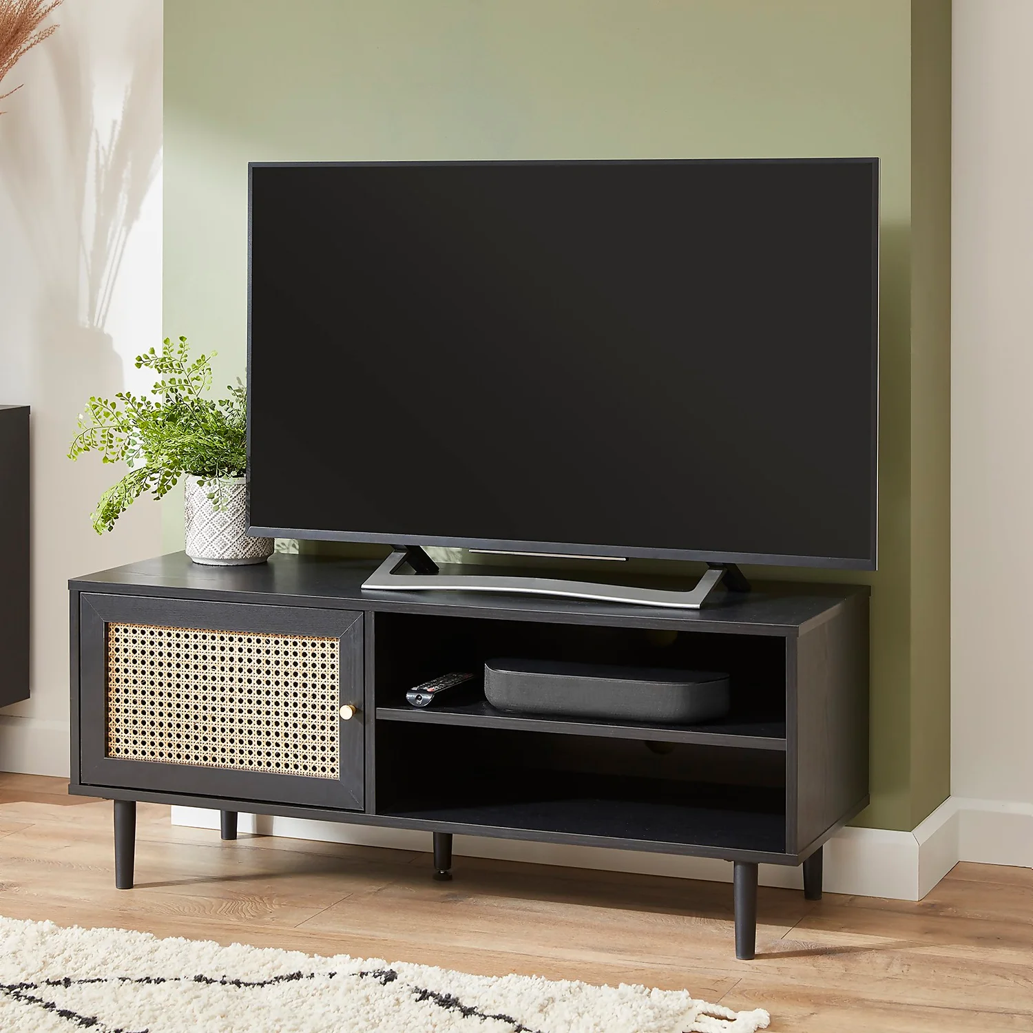 Kubu Rattan TV Stand - Black 2 Kubu Rattan TV Stand - Black - Image 2