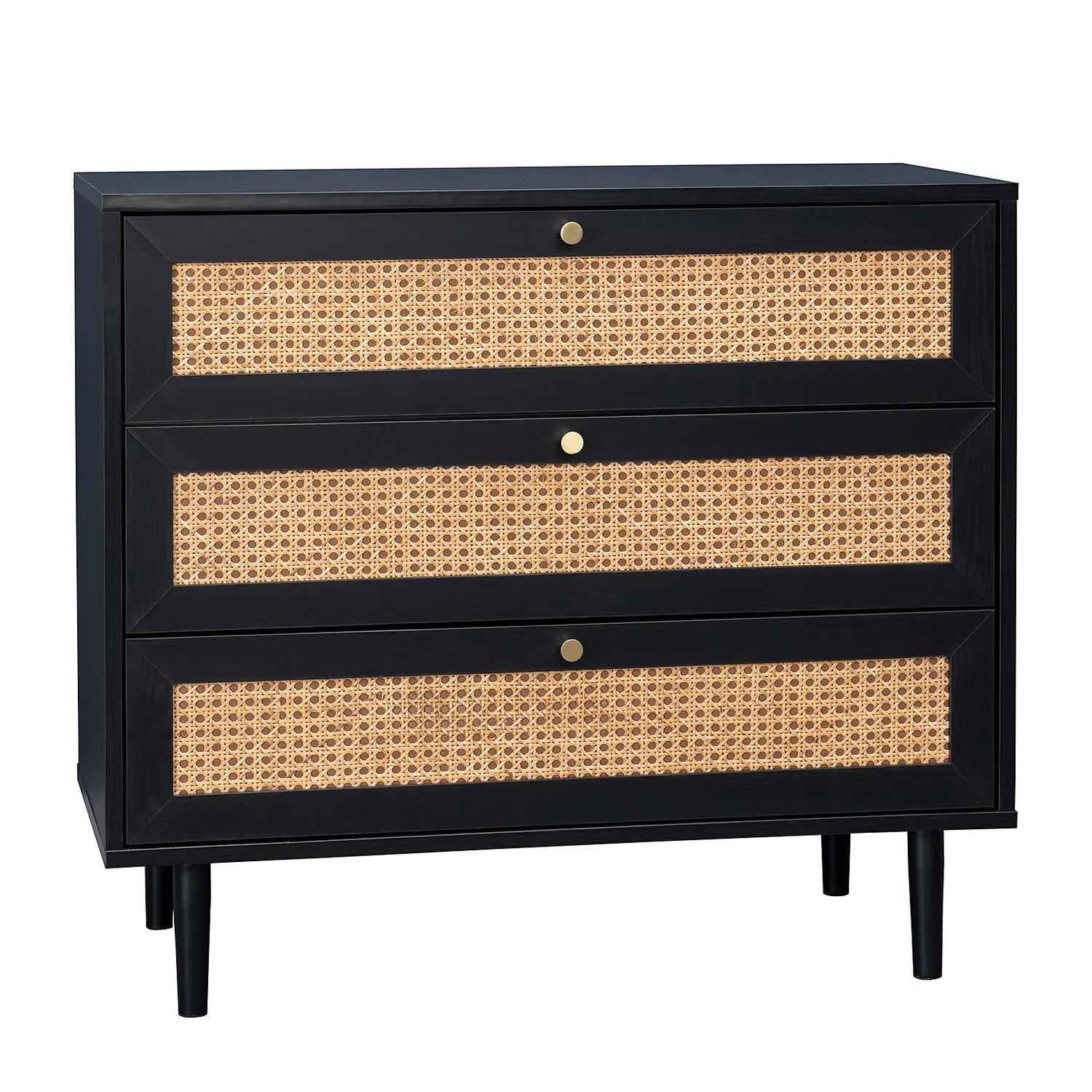 Kubu Rattan 3 Drawer Chest - Black 1 Kubu Rattan 3 Drawer Chest - Black