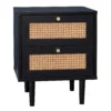 Kubu Rattan 2 Drawer Side Table - Black
