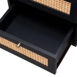 Kubu Rattan 2 Drawer Side Table - Black -Curver Shop 13633731 9394974471800157