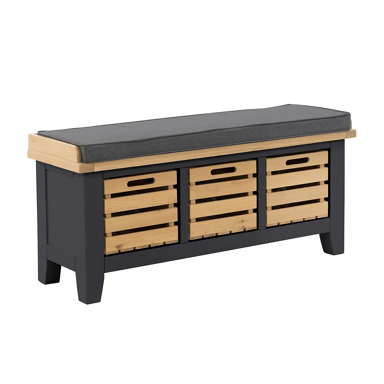 Ashstead Storage Bench - Oak & Charcoal 1 Ashstead Storage Bench - Oak & Charcoal