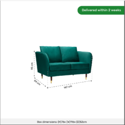 Cosmo Velvet 2 Seater Sofa In A Box - Emerald -Curver Shop 13646012 1795007639625392
