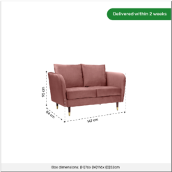 Cosmo Velvet 2 Seater Sofa In A Box - Rose Pink -Curver Shop 13646013 1785007639562713