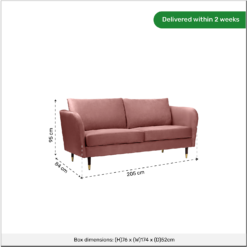 Cosmo Velvet 3 Seater Sofa In A Box - Rose Pink -Curver Shop 13646015 1155007639618264