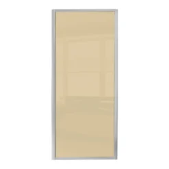 Ellipse Sliding Wardrobe Door 1 Panel Cream Glass With Aluminium Frame (W) 914mm