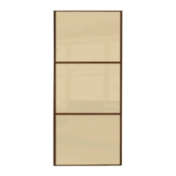 Linear Sliding Wardrobe Door 3 Panel Cream Glass With Walnut Frame (W)762mm