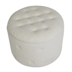 Betty Boucle Button Ottoman - Cream -Curver Shop 13667712 7494964295445026