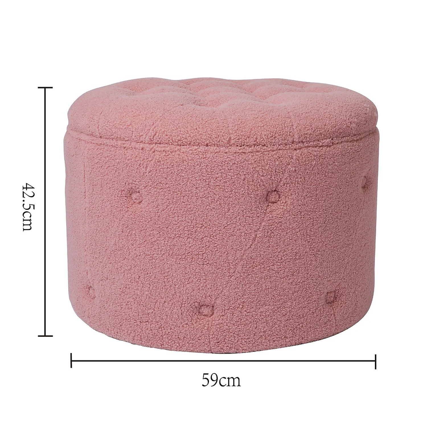 Betty Boucle Button Ottoman - Rose 7 Betty Boucle Button Ottoman - Rose - Image 7