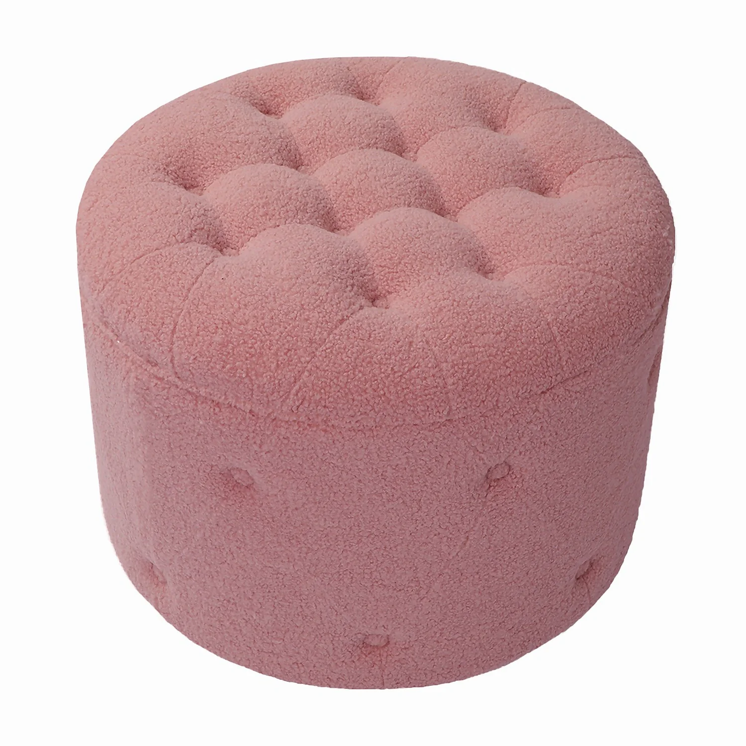Betty Boucle Button Ottoman - Rose 4 Betty Boucle Button Ottoman - Rose - Image 4