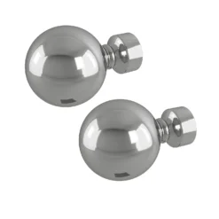 Rothley Baroque 25mm Solid Orb Curtain Pole Finials (Pair) - Polished Silver