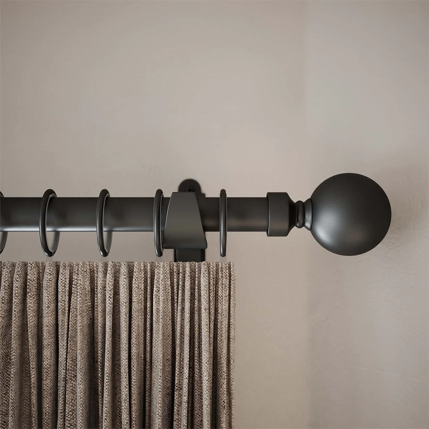 Rothley Baroque 25mm Solid Orb Curtain Pole Finials (Pair) - Matt Black 2 Rothley Baroque 25mm Solid Orb Curtain Pole Finials (Pair) - Matt Black - Image 2
