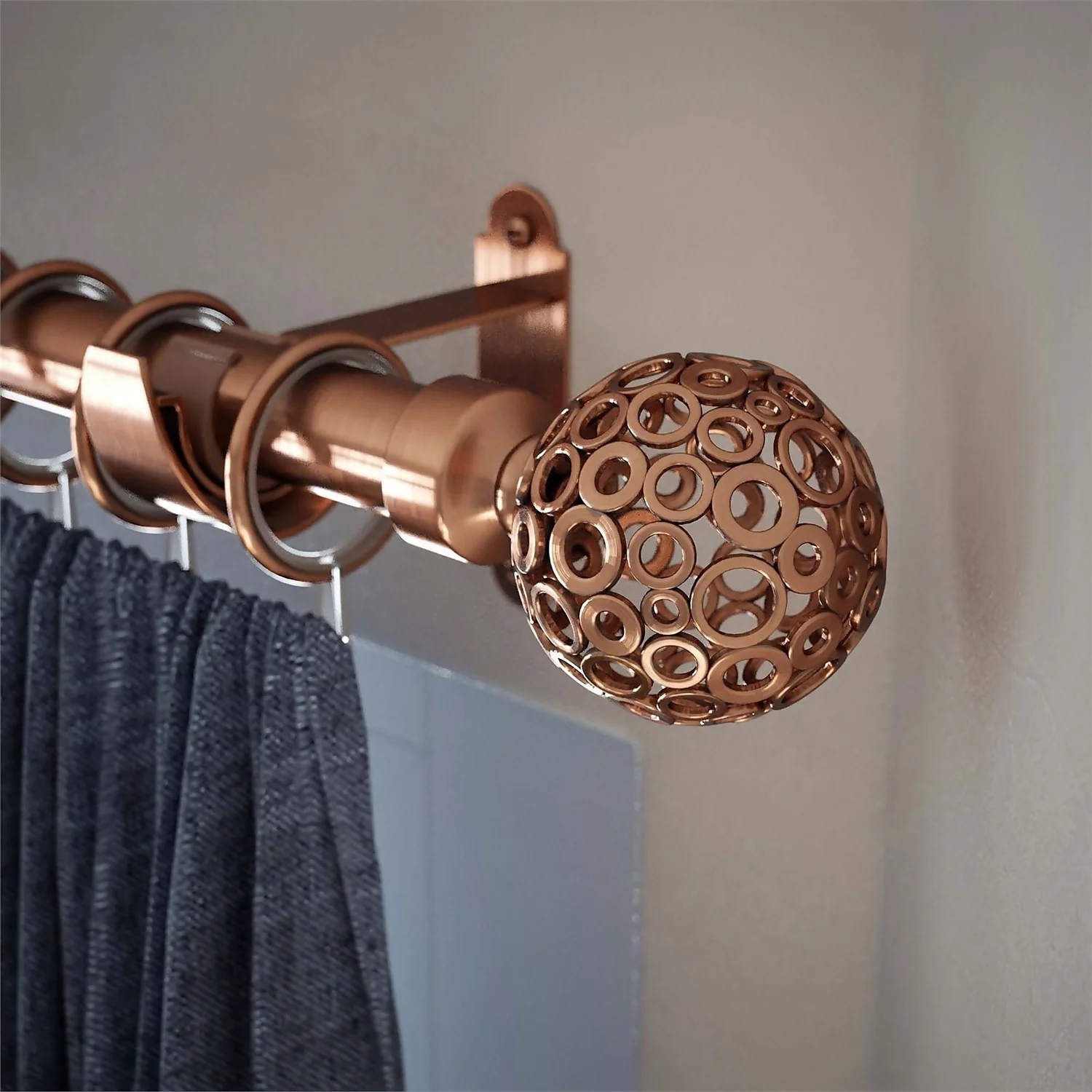 Rothley Baroque 25mm Pattern Orb Curtain Pole Finials (Pair) - Antique Copper 2 Rothley Baroque 25mm Pattern Orb Curtain Pole Finials (Pair) - Antique Copper - Image 2