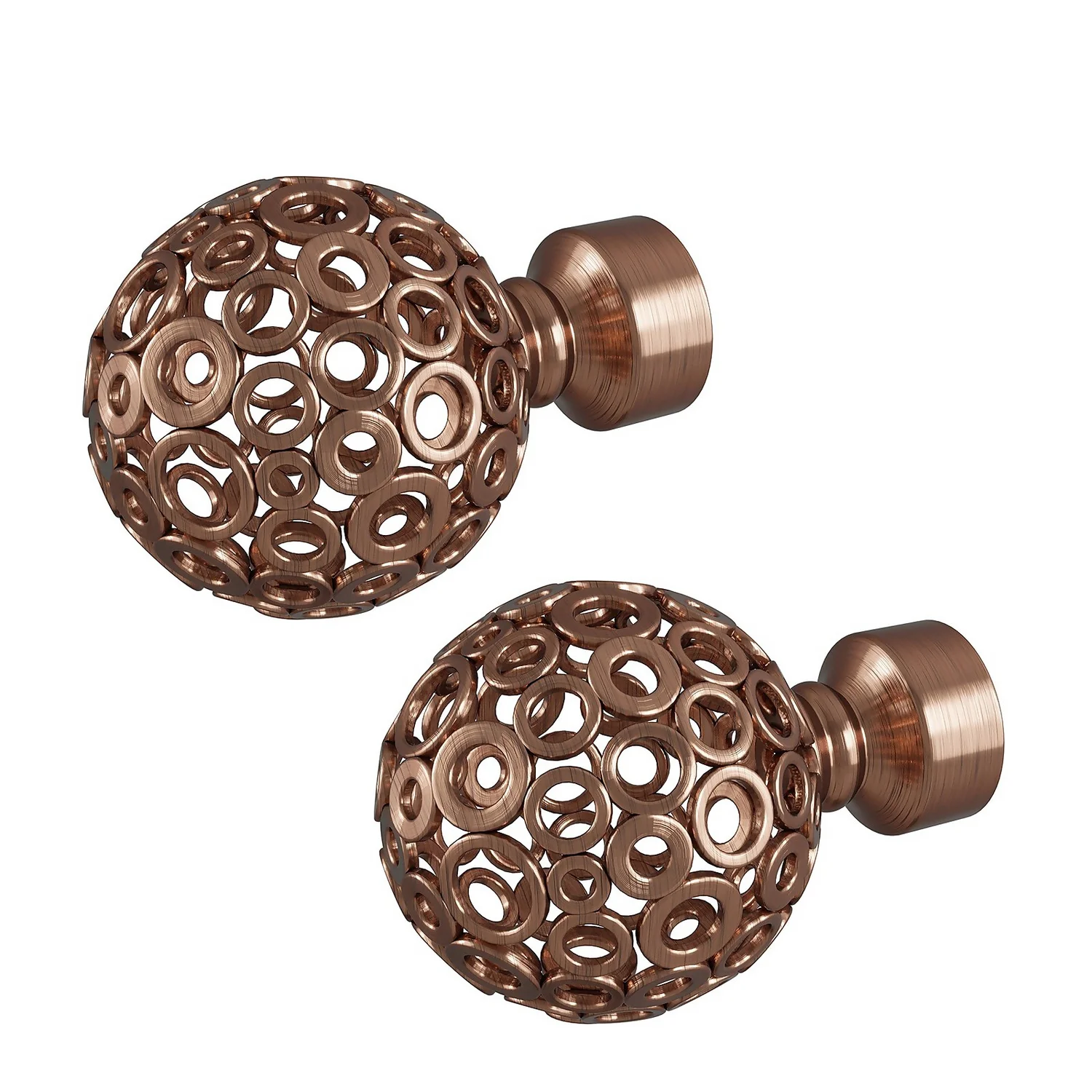 Rothley Baroque 25mm Pattern Orb Curtain Pole Finials (Pair) - Antique Copper 1 Rothley Baroque 25mm Pattern Orb Curtain Pole Finials (Pair) - Antique Copper