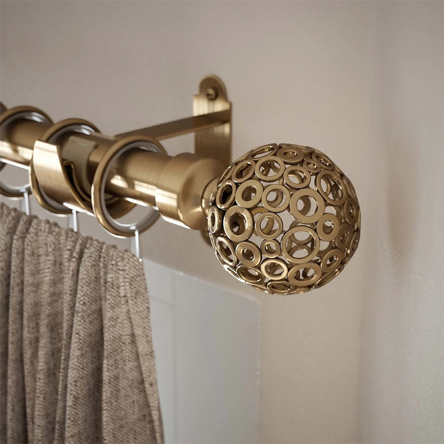 Rothley Baroque 25mm Pattern Orb Curtain Pole Finials (Pair) - Antique Brass 2 Rothley Baroque 25mm Pattern Orb Curtain Pole Finials (Pair) - Antique Brass - Image 2