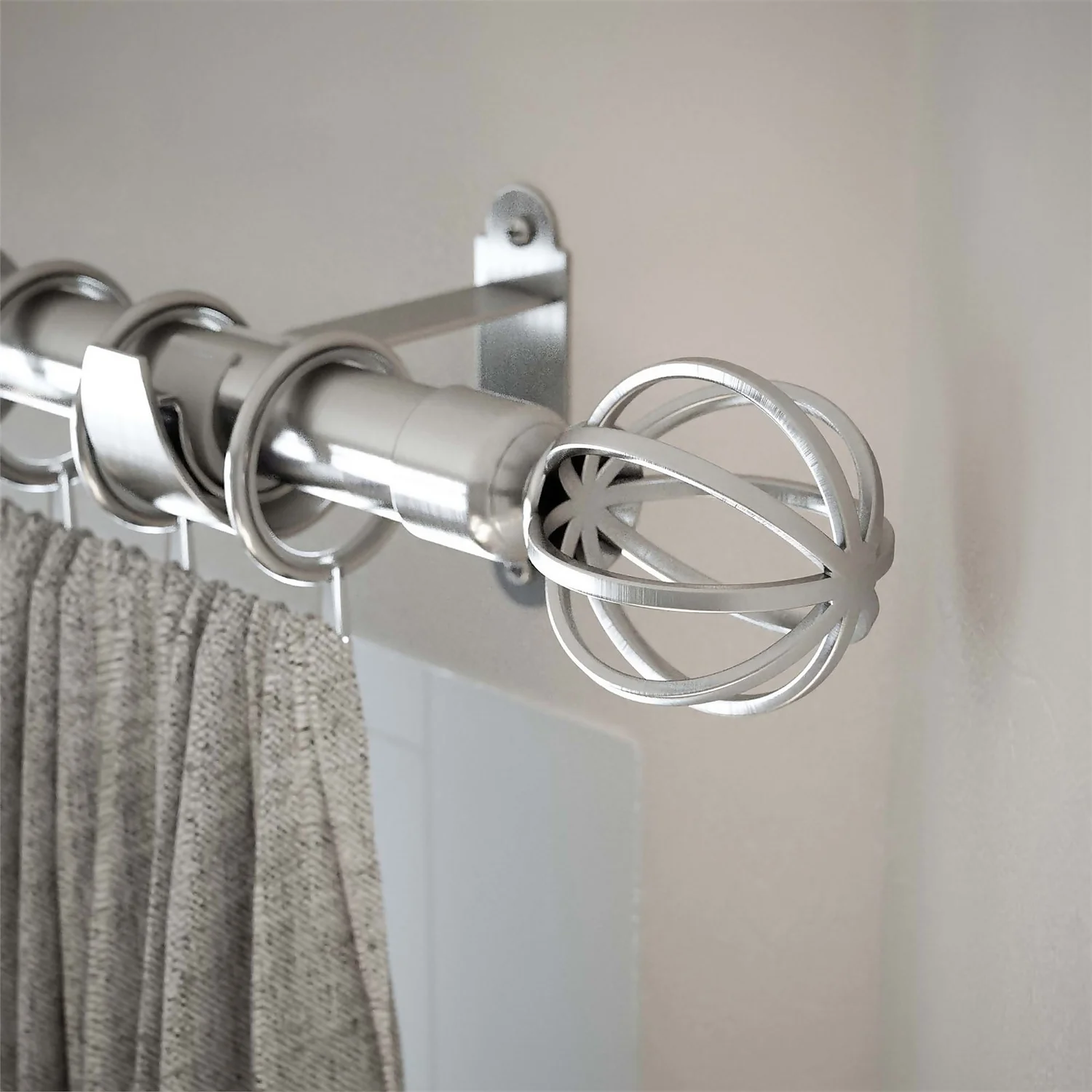 Rothley Baroque 25mm Cage Orb Curtain Pole Finials (Pair) - Brushed Silver 2 Rothley Baroque 25mm Cage Orb Curtain Pole Finials (Pair) - Brushed Silver - Image 2