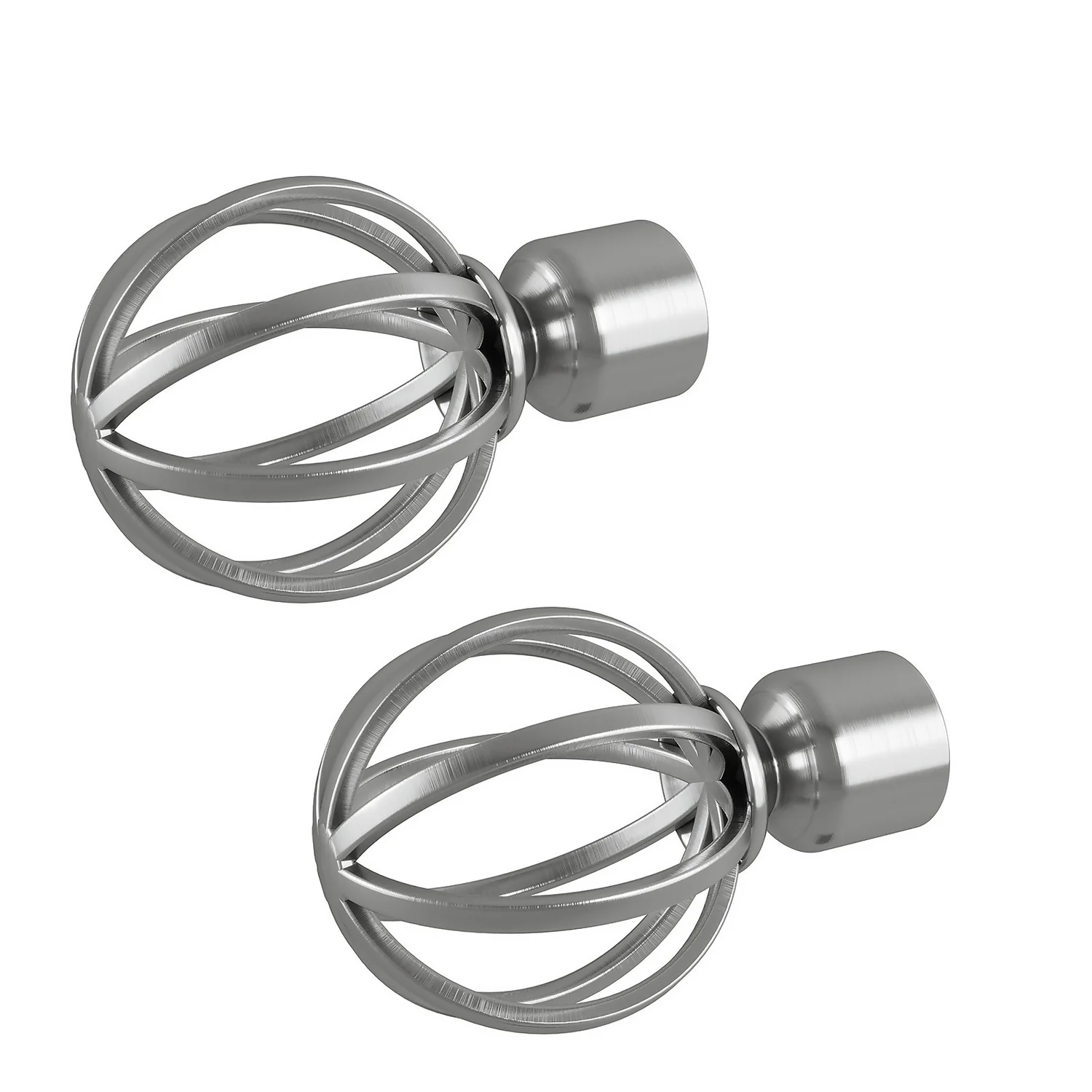 Rothley Baroque 25mm Cage Orb Curtain Pole Finials (Pair) - Brushed Silver 1 Rothley Baroque 25mm Cage Orb Curtain Pole Finials (Pair) - Brushed Silver