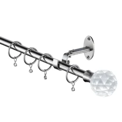 Extendable Curtain Pole With Crackle Glass Finial - Steel -Curver Shop 13909332 5964987948501683