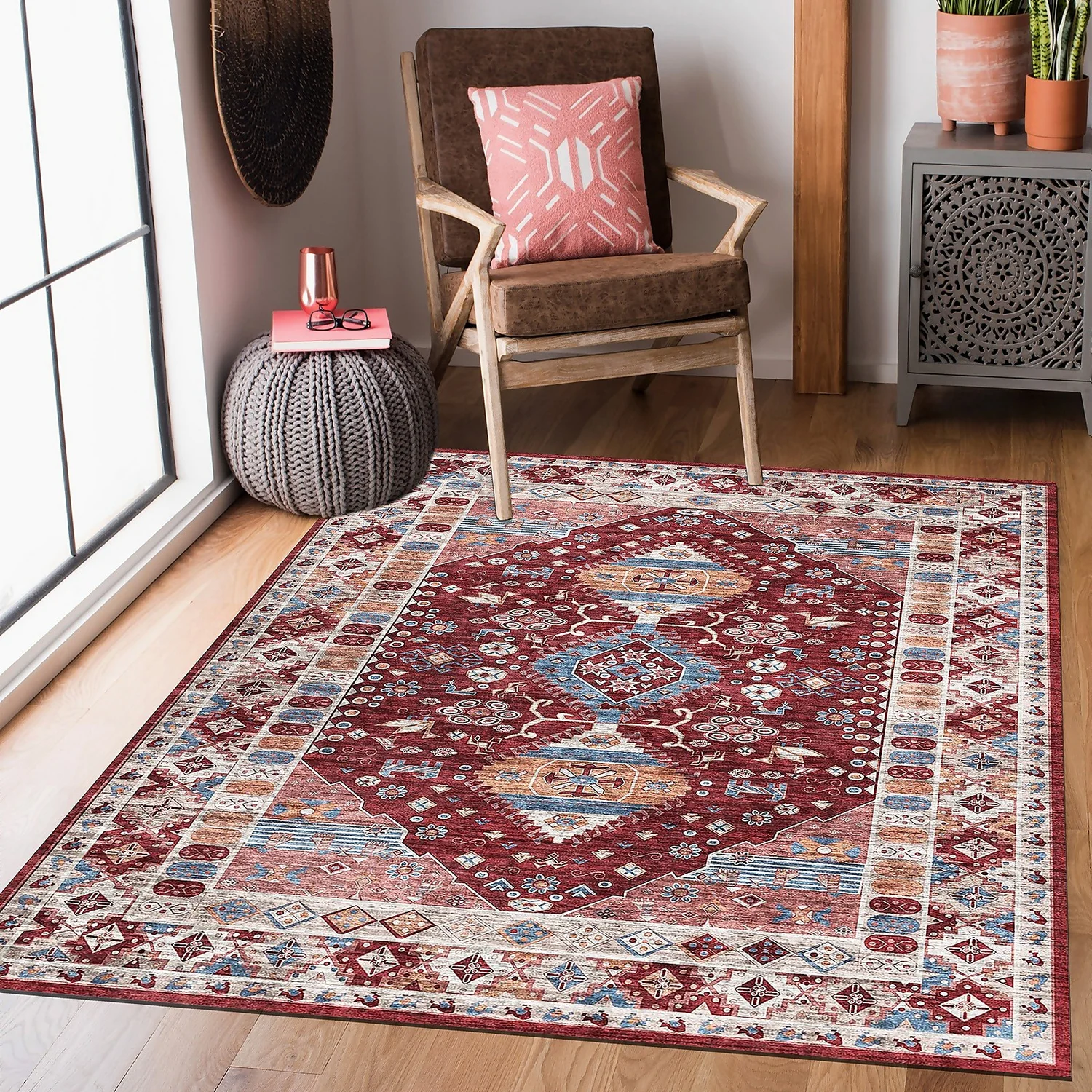 Madar Washable Rug - Red - 160x230cm 2 Madar Washable Rug - Red - 160x230cm - Image 2