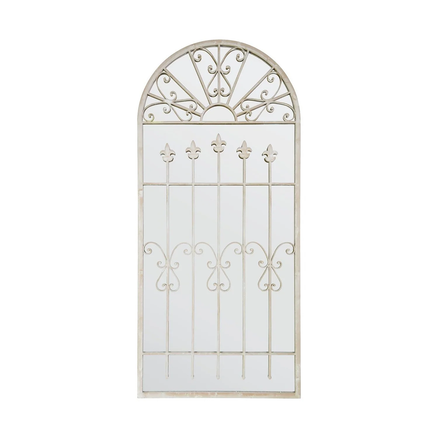 MirrorOutlet Somerley Gate Gothic Arch Stone Coloured Large Metal Garden Mirror - 140x65cm 2 MirrorOutlet Somerley Gate Gothic Arch Stone Coloured Large Metal Garden Mirror - 140x65cm - Image 2