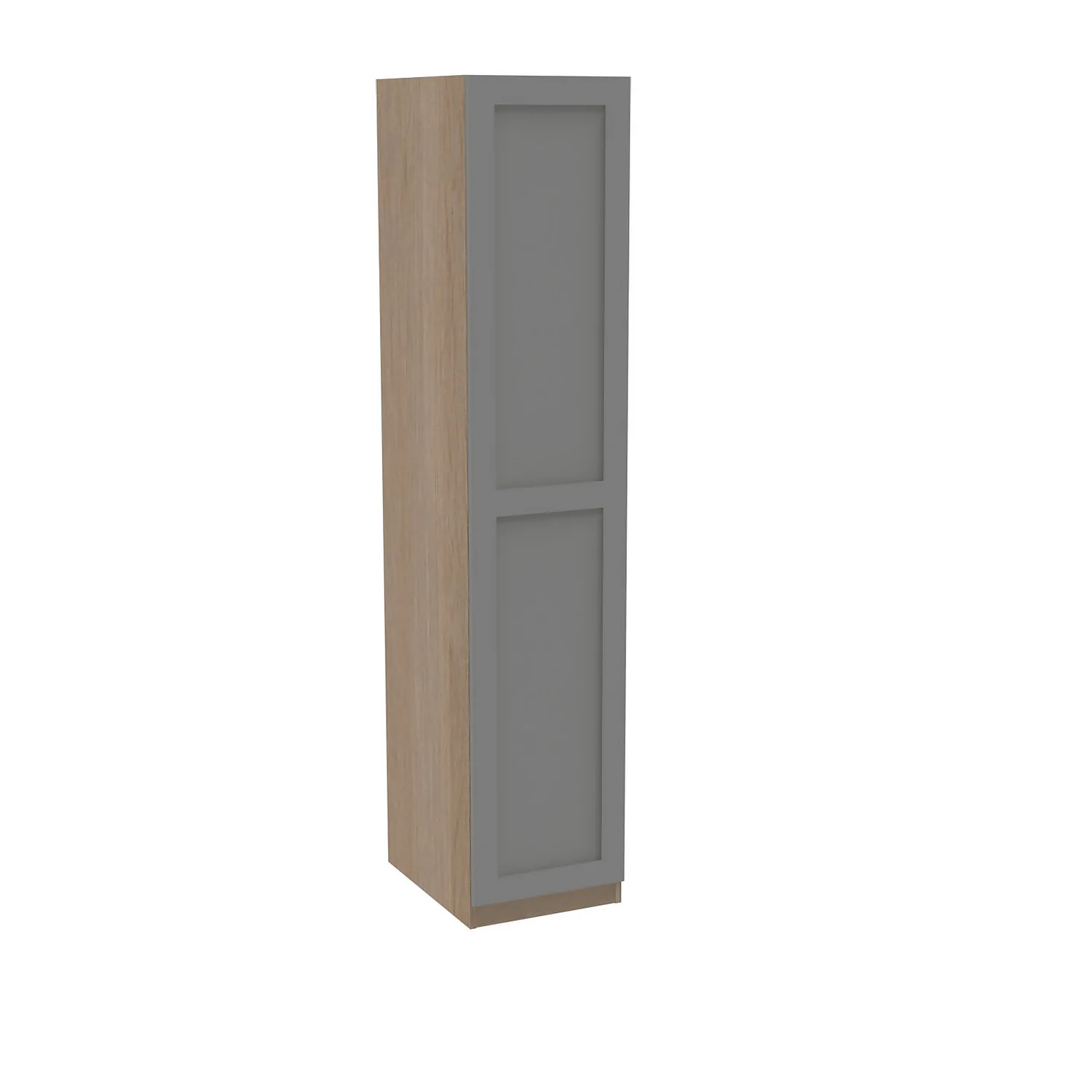 House Beautiful Realm Single Wardrobe, Oak Effect Carcass - Grey Shaker Door (W) 450mm X (H) 2196mm 1 House Beautiful Realm Single Wardrobe, Oak Effect Carcass - Grey Shaker Door (W) 450mm X (H) 2196mm