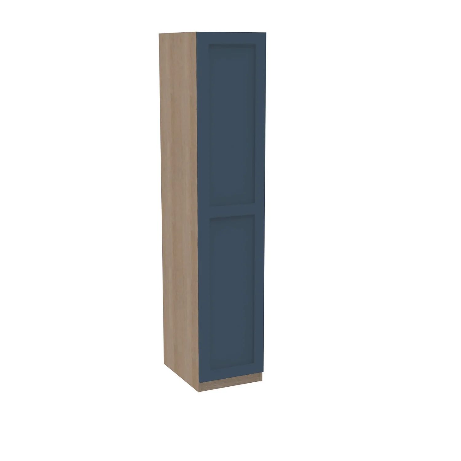House Beautiful Realm Single Wardrobe, Oak Effect Carcass - Navy Blue Shaker Door (W) 450mm X (H) 2196mm 1 House Beautiful Realm Single Wardrobe, Oak Effect Carcass - Navy Blue Shaker Door (W) 450mm X (H) 2196mm