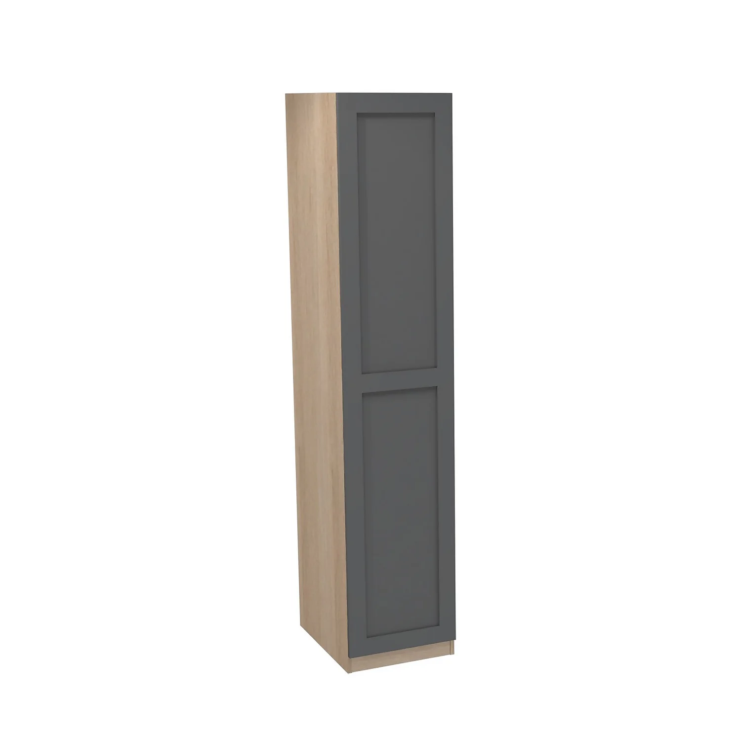 House Beautiful Realm Single Wardrobe, Oak Effect Carcass - Carbon Grey Shaker Door (W) 450mm X (H) 2196mm 1 House Beautiful Realm Single Wardrobe, Oak Effect Carcass - Carbon Grey Shaker Door (W) 450mm X (H) 2196mm