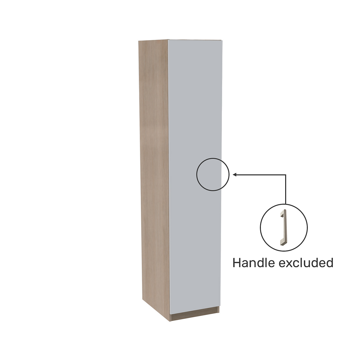 House Beautiful Honest Single Wardrobe, Oak Effect Carcass - Gloss White Slab Door (W) 450mm X (H) 2196mm 3 House Beautiful Honest Single Wardrobe, Oak Effect Carcass - Gloss White Slab Door (W) 450mm X (H) 2196mm - Image 3