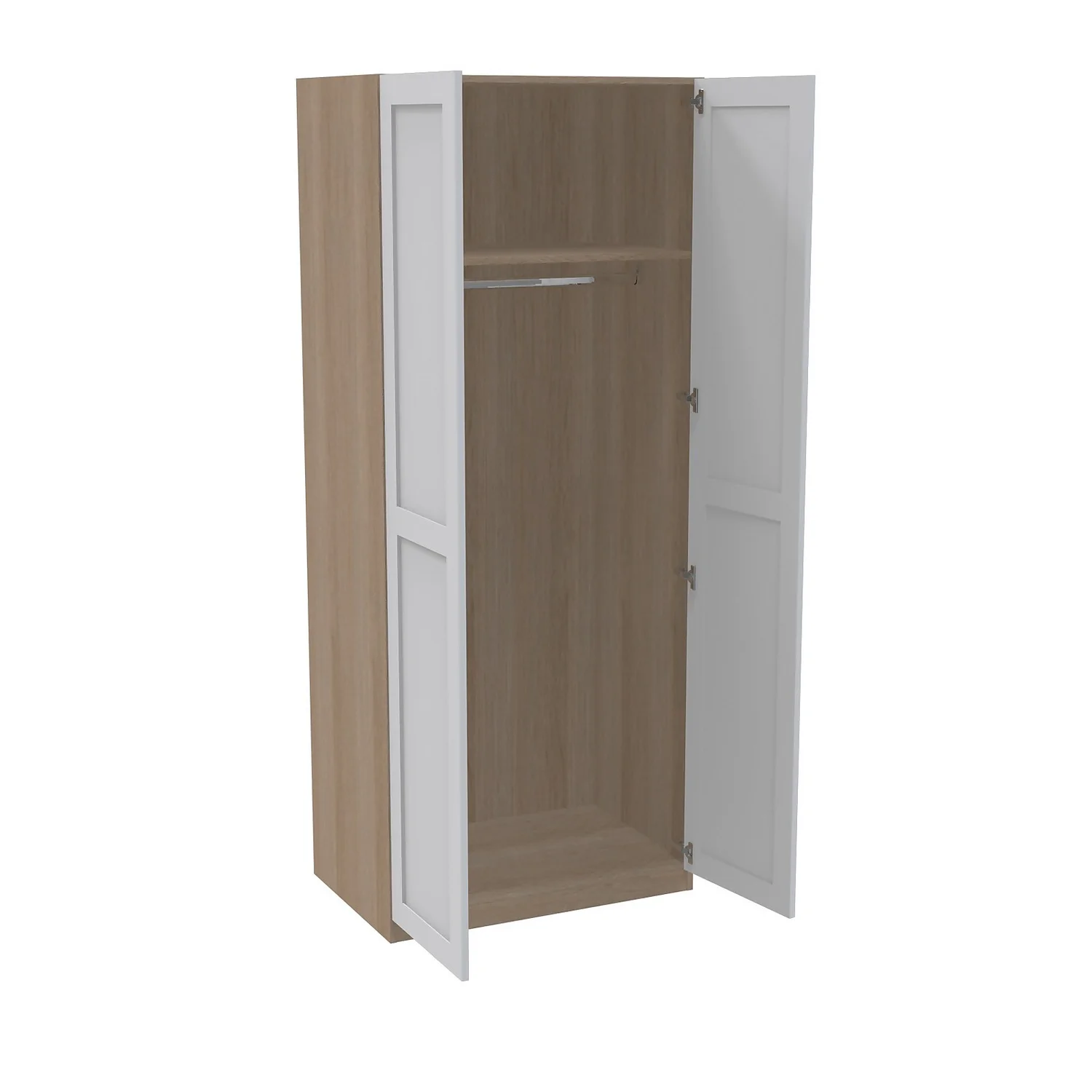 House Beautiful Realm Double Wardrobe, Oak Effect Carcass - White Shaker Doors (W) 900mm X (H) 2196mm 2 House Beautiful Realm Double Wardrobe, Oak Effect Carcass - White Shaker Doors (W) 900mm X (H) 2196mm - Image 2