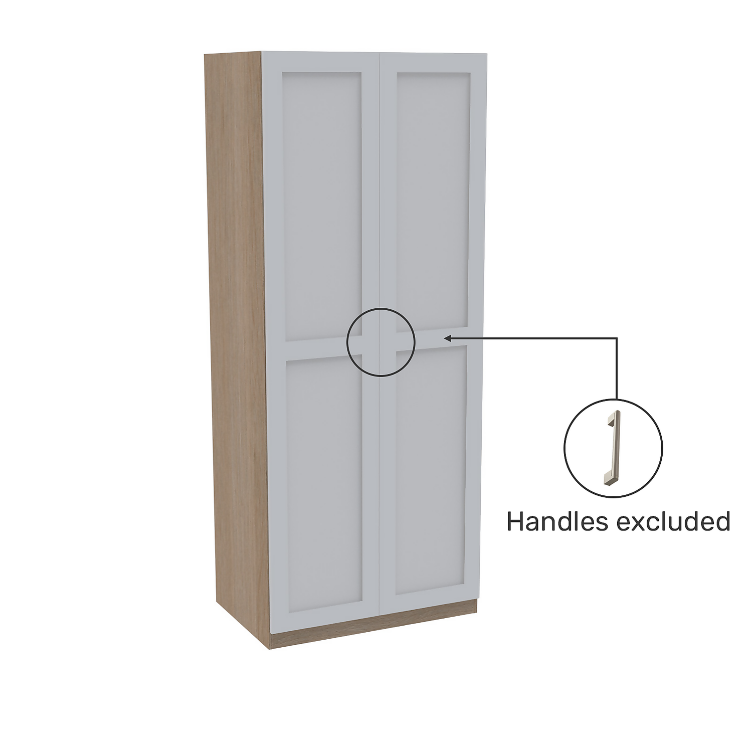 House Beautiful Realm Double Wardrobe, Oak Effect Carcass - White Shaker Doors (W) 900mm X (H) 2196mm 3 House Beautiful Realm Double Wardrobe, Oak Effect Carcass - White Shaker Doors (W) 900mm X (H) 2196mm - Image 3