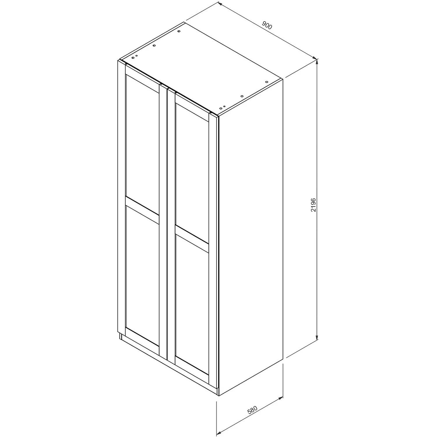 House Beautiful Realm Double Wardrobe, Oak Effect Carcass - White Shaker Doors (W) 900mm X (H) 2196mm 5 House Beautiful Realm Double Wardrobe, Oak Effect Carcass - White Shaker Doors (W) 900mm X (H) 2196mm - Image 5