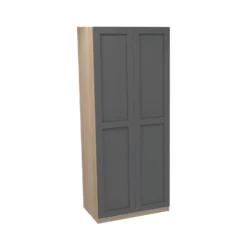 House Beautiful Realm Double Wardrobe, Oak Effect Carcass - Carbon Grey Shaker Doors (W) 900mm X (H) 2196mm