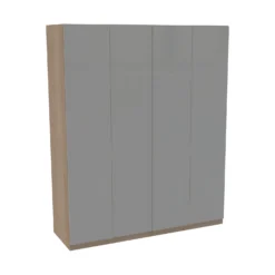 House Beautiful Honest Quad Wardrobe, Oak Effect Carcass - Gloss Grey Slab Doors (W) 1800mm X (H) 2196mm