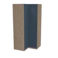 House Beautiful Realm Corner Wardrobe, Oak Effect Carcass - Navy Blue Shaker Doors (W) 1053mm X (H) 2196mm