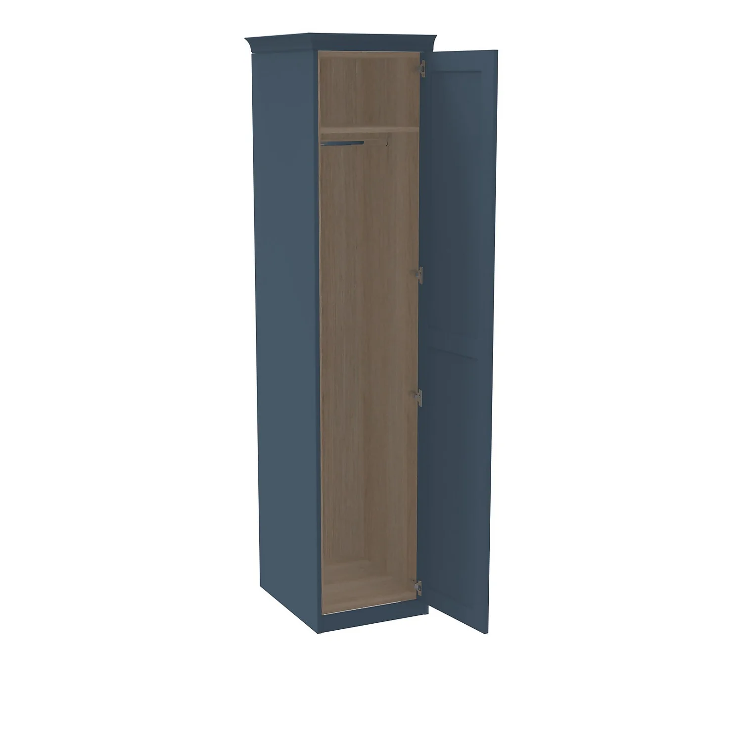 House Beautiful Realm Fitted Look Single Wardrobe, Oak Effect Carcass - Navy Blue Shaker Door (W) 551mm X (H) 2256mm 2 House Beautiful Realm Fitted Look Single Wardrobe, Oak Effect Carcass - Navy Blue Shaker Door (W) 551mm X (H) 2256mm - Image 2