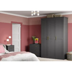 House Beautiful Realm Fitted Look Double Wardrobe, Oak Effect Carcass - Carbon Grey Shaker Doors (W) 1001mm X (H) 2256mm 9 House Beautiful Realm Fitted Look Double Wardrobe, Oak Effect Carcass - Carbon Grey Shaker Doors (W) 1001mm X (H) 2256mm -Curver Shop 13999776 1215005572563637
