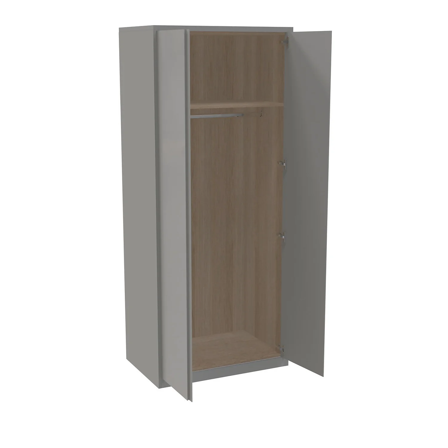 House Beautiful Escape Fitted Look Double Wardrobe, Oak Effect Carcass - Gloss Grey Handleless Doors (W) 940mm X (H) 2226mm 2 House Beautiful Escape Fitted Look Double Wardrobe, Oak Effect Carcass - Gloss Grey Handleless Doors (W) 940mm X (H) 2226mm - Image 2