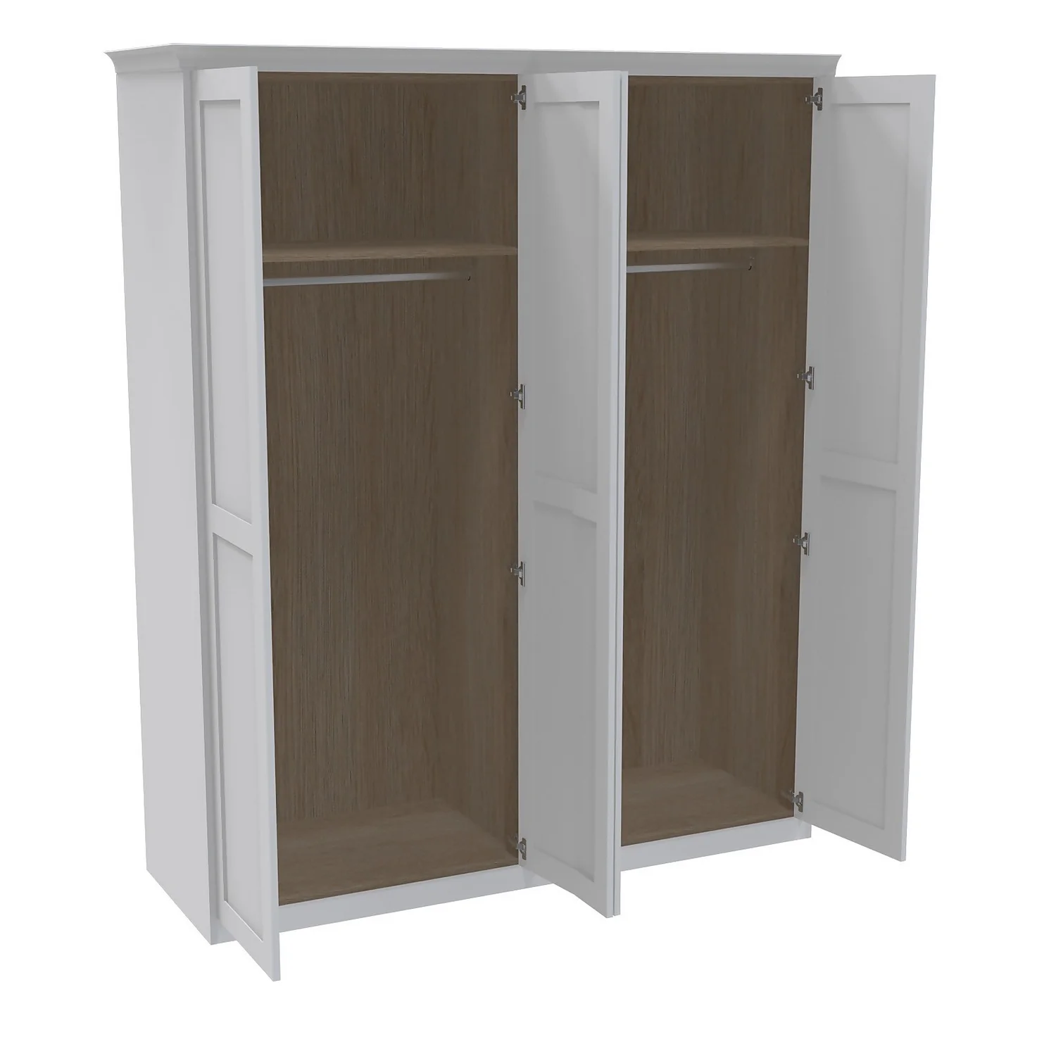 House Beautiful Realm Fitted Look Quad Wardrobe, Oak Effect Carcass - White Shaker Doors (W) 1901mm X (H) 2256mm 3 House Beautiful Realm Fitted Look Quad Wardrobe, Oak Effect Carcass - White Shaker Doors (W) 1901mm X (H) 2256mm - Image 3