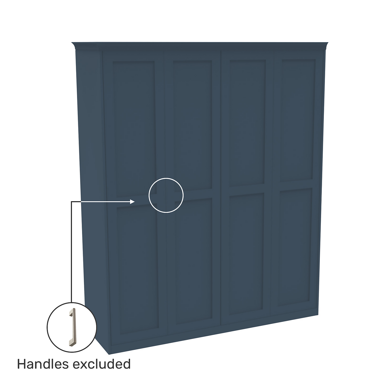 House Beautiful Realm Fitted Look Quad Wardrobe, Oak Effect Carcass - Navy Blue Shaker Doors (W) 1901mm X (H) 2256mm 4 House Beautiful Realm Fitted Look Quad Wardrobe, Oak Effect Carcass - Navy Blue Shaker Doors (W) 1901mm X (H) 2256mm - Image 4