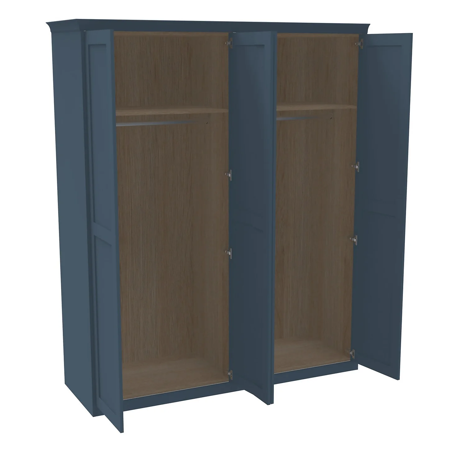 House Beautiful Realm Fitted Look Quad Wardrobe, Oak Effect Carcass - Navy Blue Shaker Doors (W) 1901mm X (H) 2256mm 3 House Beautiful Realm Fitted Look Quad Wardrobe, Oak Effect Carcass - Navy Blue Shaker Doors (W) 1901mm X (H) 2256mm - Image 3