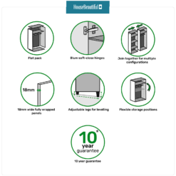 House Beautiful Escape Single Wardrobe, White Carcass - Gloss White Handleless Door (W) 450mm X (H) 2196mm 6 House Beautiful Escape Single Wardrobe, White Carcass - Gloss White Handleless Door (W) 450mm X (H) 2196mm -Curver Shop 13999829 1495013106796283