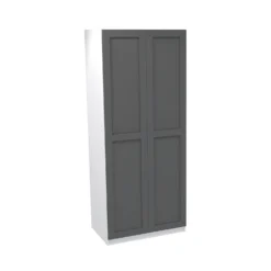 House Beautiful Realm Double Wardrobe, White Carcass - Carbon Grey Shaker Doors (W) 900mm X (H) 2196mm