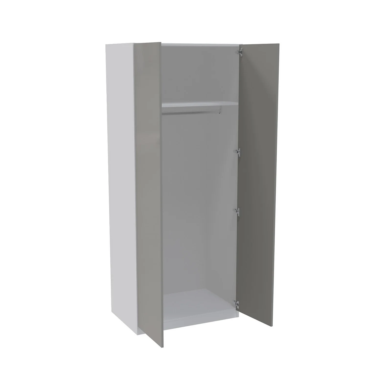 House Beautiful Honest Double Wardrobe, White Carcass - Gloss Grey Slab Doors (W) 900mm X (H) 2196mm 2 House Beautiful Honest Double Wardrobe, White Carcass - Gloss Grey Slab Doors (W) 900mm X (H) 2196mm - Image 2