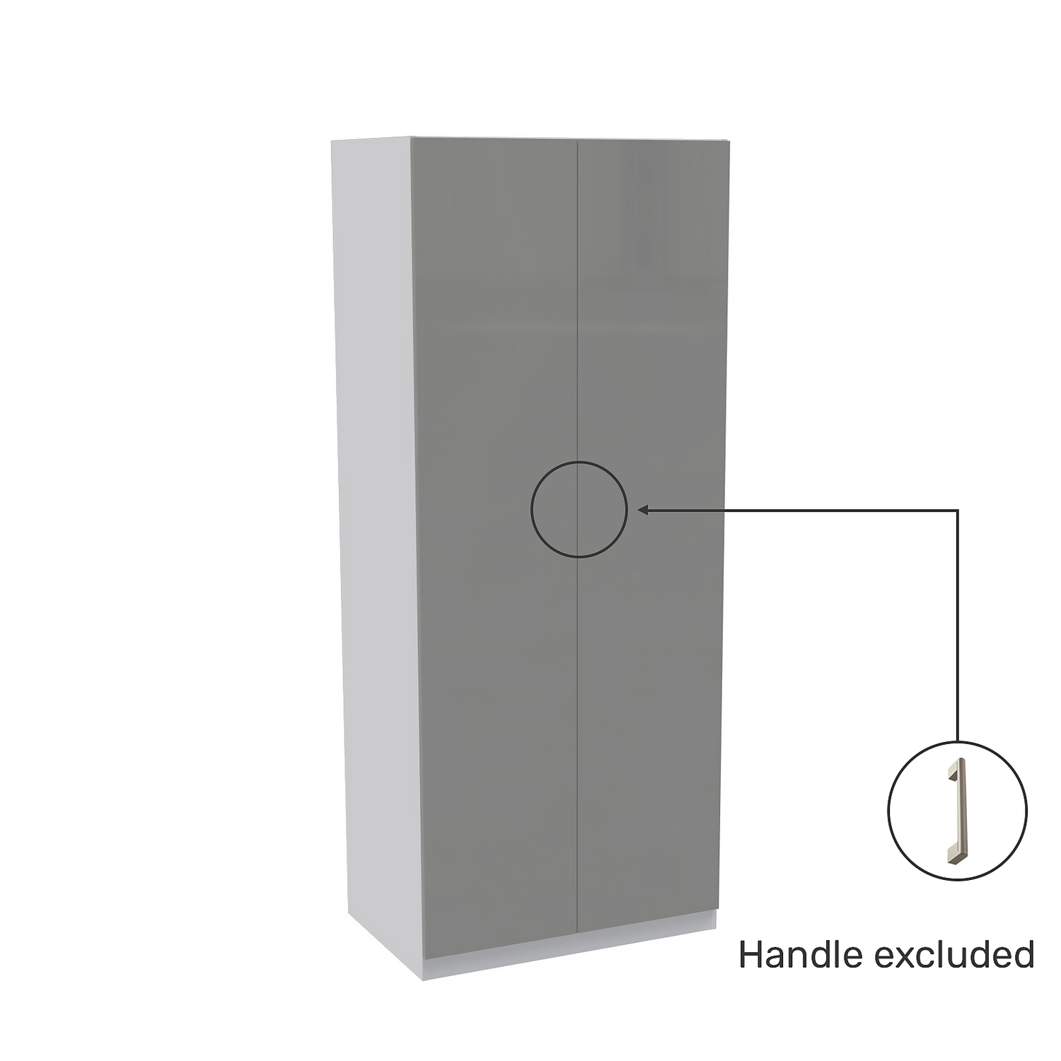 House Beautiful Honest Double Wardrobe, White Carcass - Gloss Grey Slab Doors (W) 900mm X (H) 2196mm 3 House Beautiful Honest Double Wardrobe, White Carcass - Gloss Grey Slab Doors (W) 900mm X (H) 2196mm - Image 3