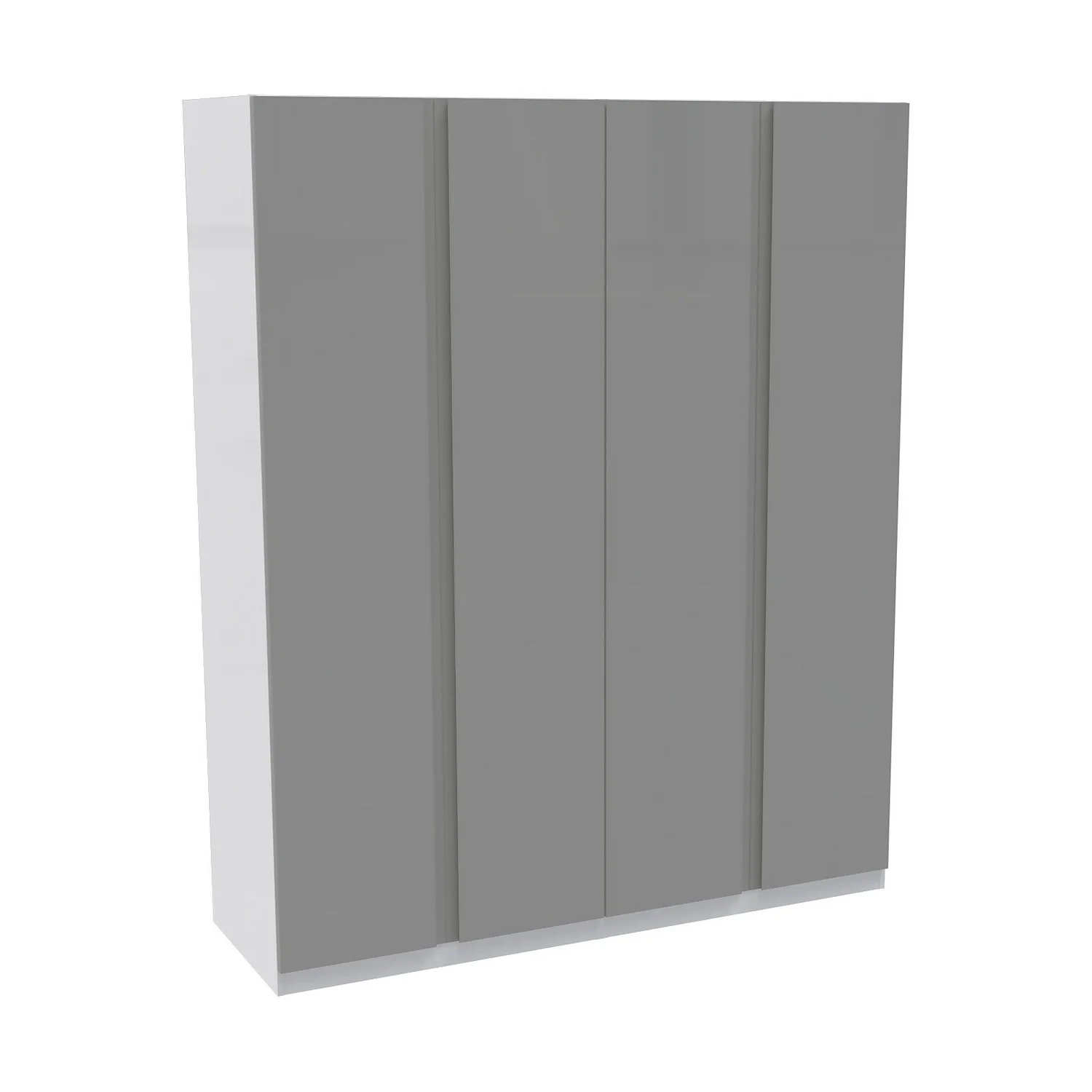 House Beautiful Escape Quad Wardrobe, White Carcass - Gloss Grey Handleless Doors (W) 1800mm X (H) 2196mm 1 House Beautiful Escape Quad Wardrobe, White Carcass - Gloss Grey Handleless Doors (W) 1800mm X (H) 2196mm