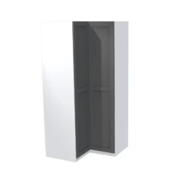 House Beautiful Realm Corner Wardrobe, White Carcass - Carbon Grey Shaker Doors (W) 1053mm X (H) 2196mm