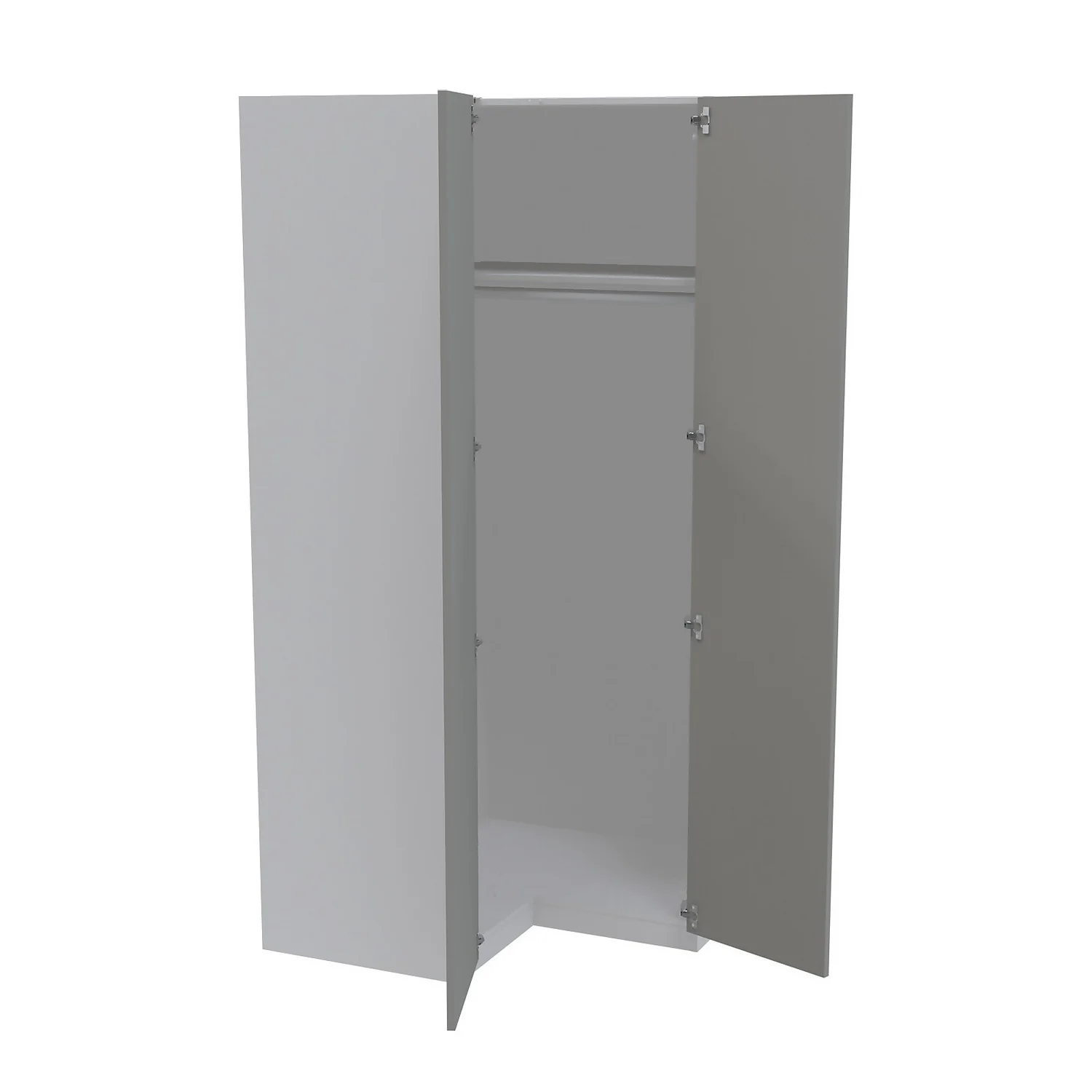 House Beautiful Honest Corner Wardrobe, White Carcass - Gloss Grey Slab Doors (W) 1053mm X (H) 2196mm 2 House Beautiful Honest Corner Wardrobe, White Carcass - Gloss Grey Slab Doors (W) 1053mm X (H) 2196mm - Image 2