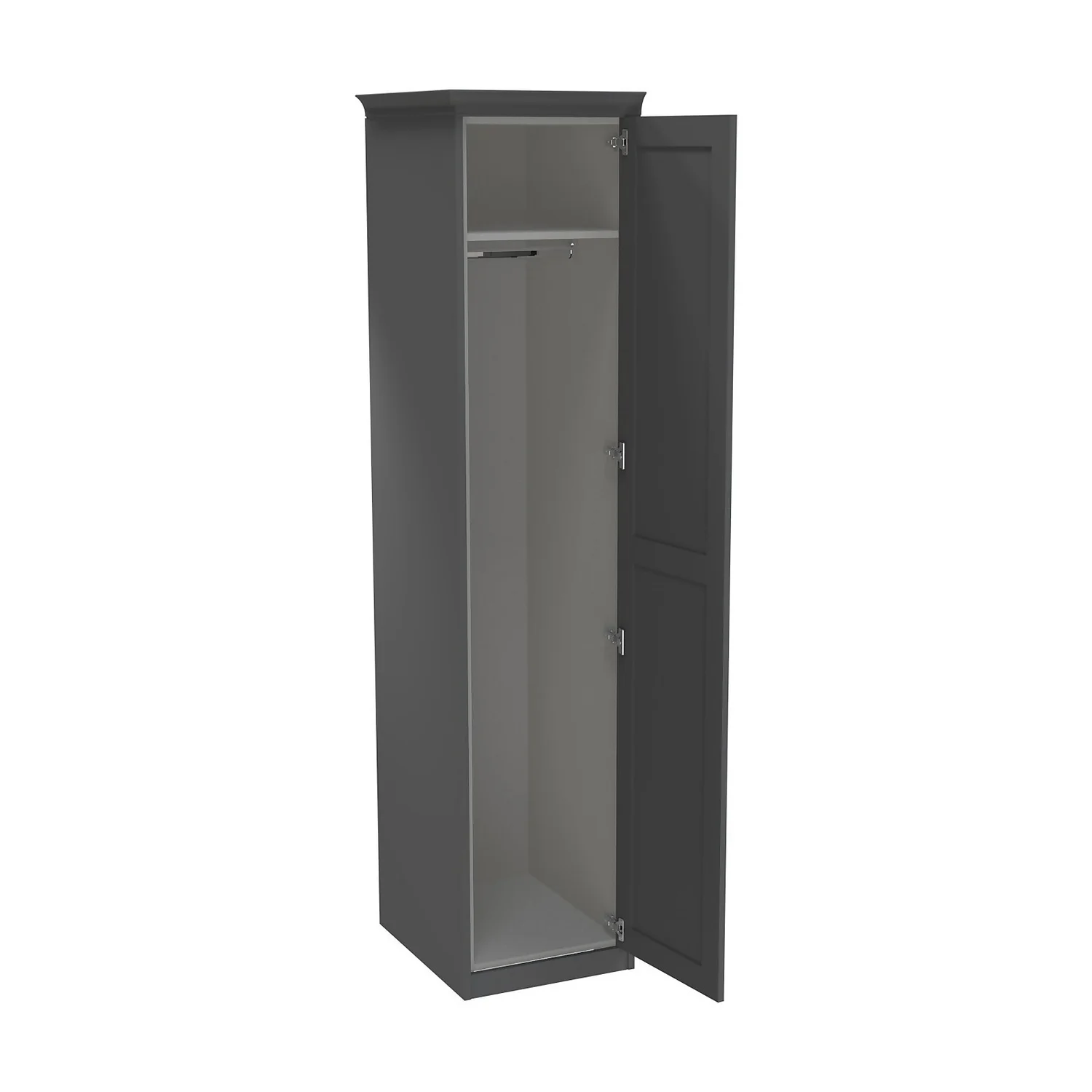 House Beautiful Realm Fitted Look Single Wardrobe, White Carcass - Carbon Grey Shaker Door (W) 551mm X (H) 2256mm 2 House Beautiful Realm Fitted Look Single Wardrobe, White Carcass - Carbon Grey Shaker Door (W) 551mm X (H) 2256mm - Image 2