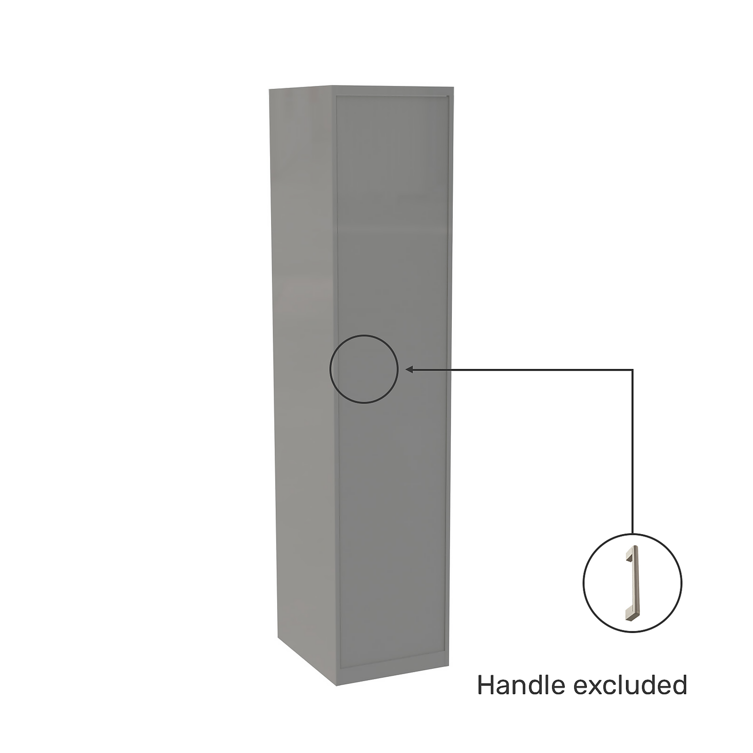 House Beautiful Honest Fitted Look Single Wardrobe, White Carcass - Gloss Grey Slab Door (W) 490mm X (H) 2226mm 3 House Beautiful Honest Fitted Look Single Wardrobe, White Carcass - Gloss Grey Slab Door (W) 490mm X (H) 2226mm - Image 3