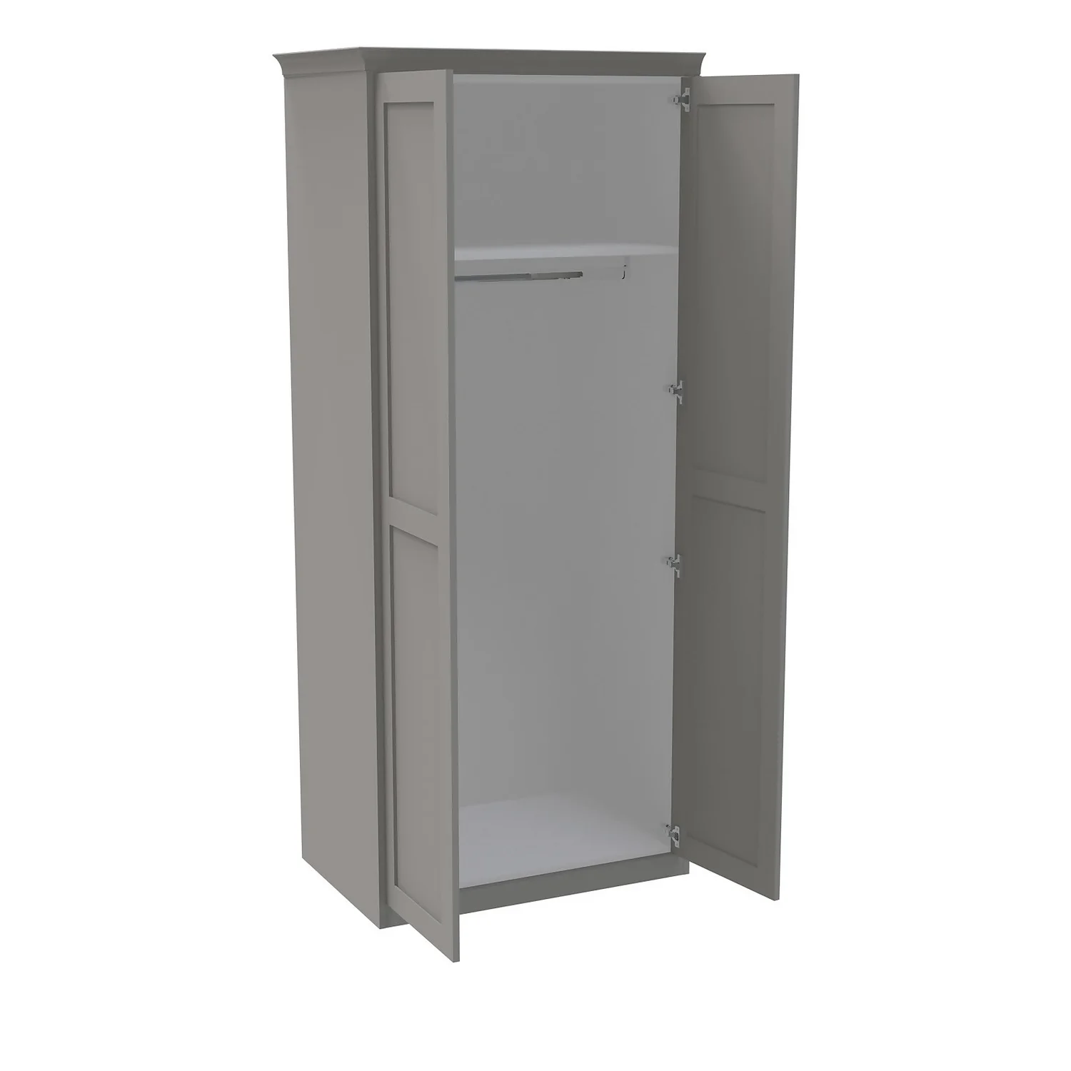 House Beautiful Realm Fitted Look Double Wardrobe, White Carcass - Grey Shaker Doors (W) 1001mm X (H) 2256mm 2 House Beautiful Realm Fitted Look Double Wardrobe, White Carcass - Grey Shaker Doors (W) 1001mm X (H) 2256mm - Image 2