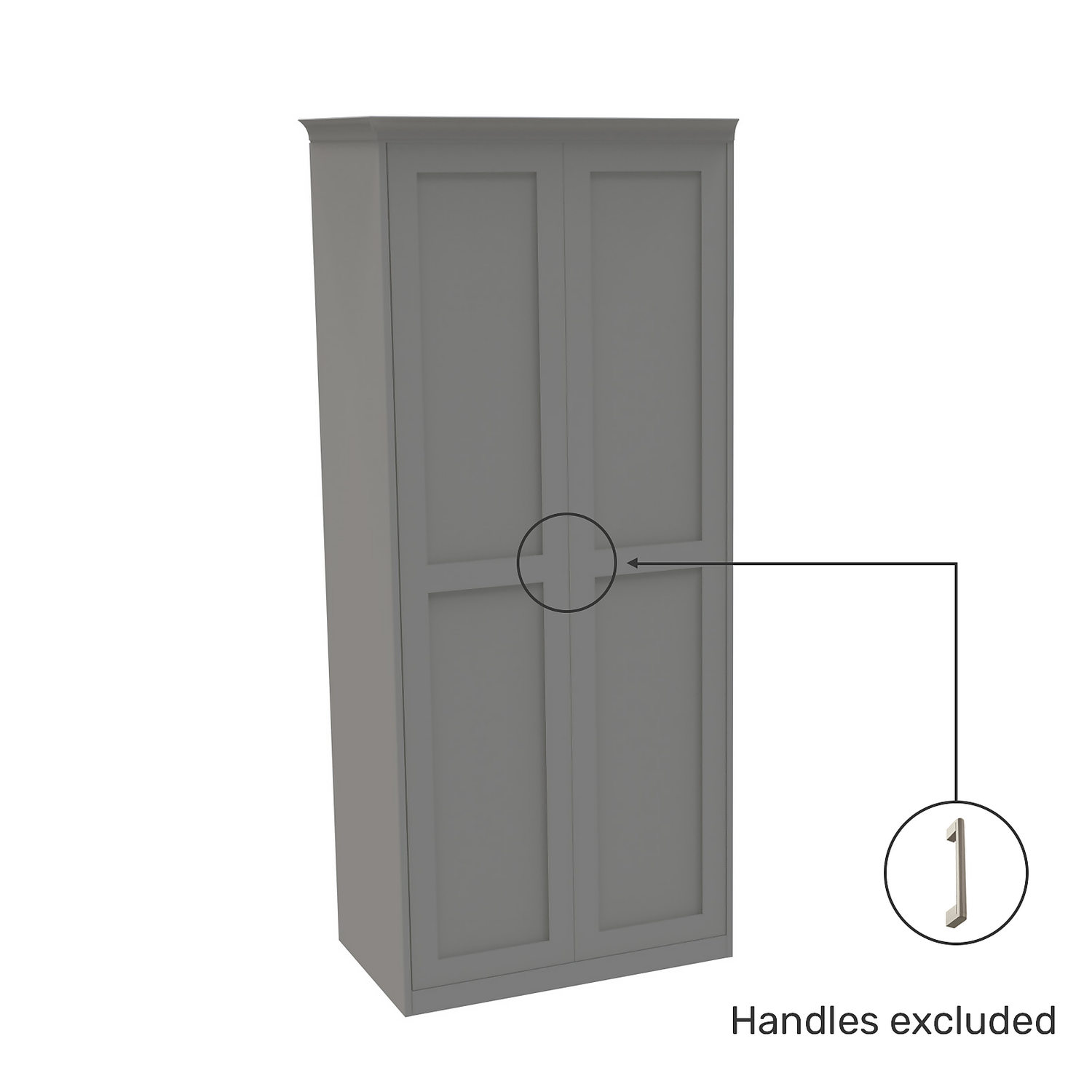 House Beautiful Realm Fitted Look Double Wardrobe, White Carcass - Grey Shaker Doors (W) 1001mm X (H) 2256mm 3 House Beautiful Realm Fitted Look Double Wardrobe, White Carcass - Grey Shaker Doors (W) 1001mm X (H) 2256mm - Image 3